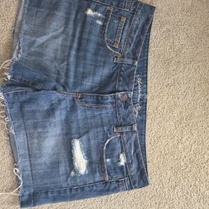 American Eagle Outfitters Women's Distressed Blue Denim Shorts